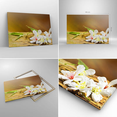 ARTTOR Bilder auf Leinwand 100x70cm Leinwandbild Asien spa bambus blume Gross Wanddeko Bild Schlafzi