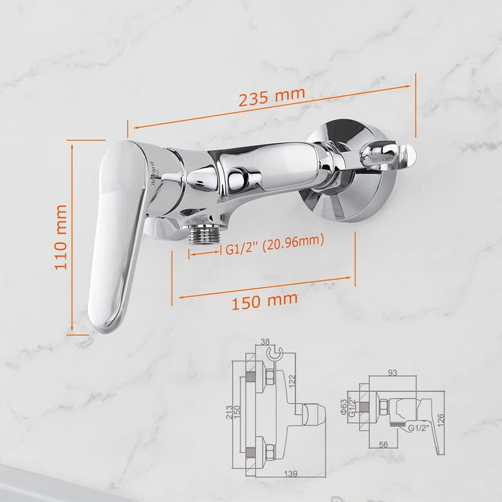 Ibergrif Duscharmatur, Einhand-Brausebatterie, Wandmontage, Wasserhahn Dusche Einhebelmischer, mit D