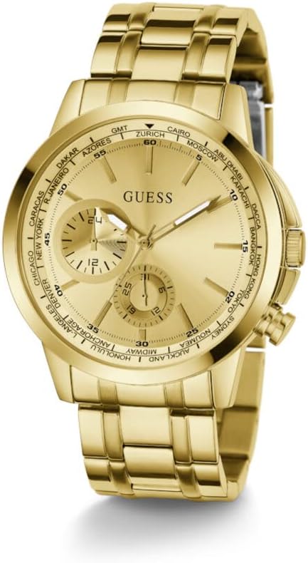 Guess US Men's Gold-Tone Multifunction Watch Golden, Golden