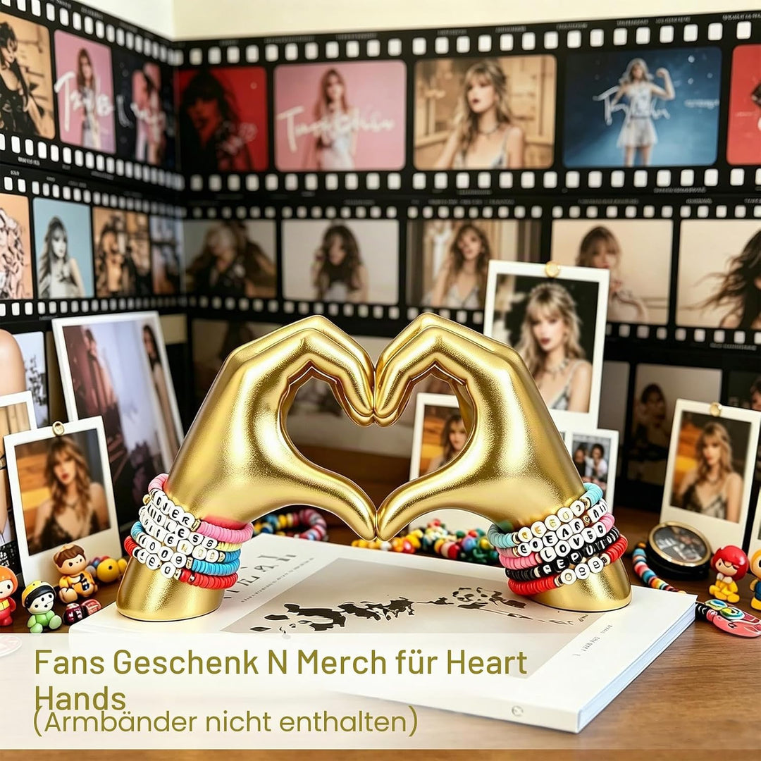 MOYI Gold Dekor für Wohnzimmer Schlafzimmer Bücherregal Kaffeetisch, Herz Hände Statue Regal Dekor,Ä