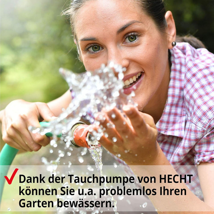 HECHT Tiefbrunnenpumpe – 600 Watt / 230v -240 v – 70 m Förderhöhe – 1400 l/h Fördermenge Wasser – Me