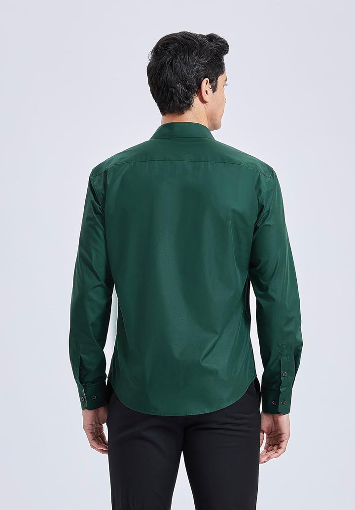 HISDERN Herren Hemd Langarm Regular Fit Oberhemd Für Männer Anzug Business Hochzeit Freizeit Party F