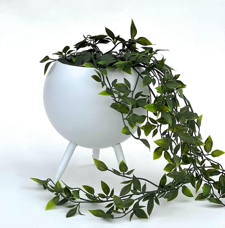 DanDiBo Blumenhocker Metall mit Topf Weiss 23 cm Blumenständer 96259 M Blumensäule Modern Pflanzenst