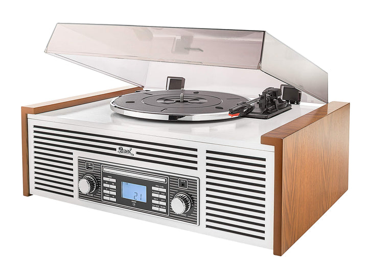 Dual NR 7 Stereo-Nostalgie Musikanlage mit Plattenspieler (UKW-Tuner, CD-RW, MP3, USB, Bluetooth, Au