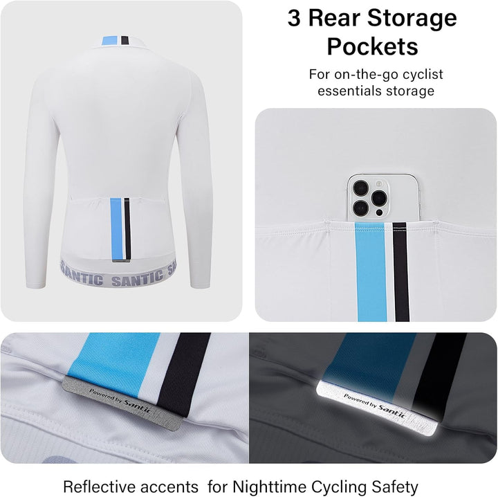 Radtrikot Herren Langarm Atmungsaktiv Universal, 3XL Weiß