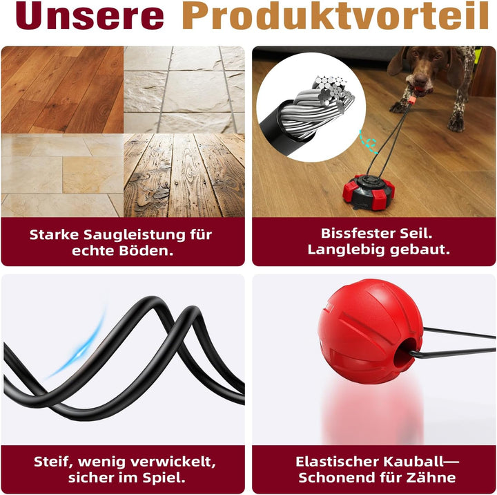 Interaktives Hundespielzeug zum Tauziehen, Hunde Spielzeug mit Saugnapf gegen Langeweile, Hundepuzzl
