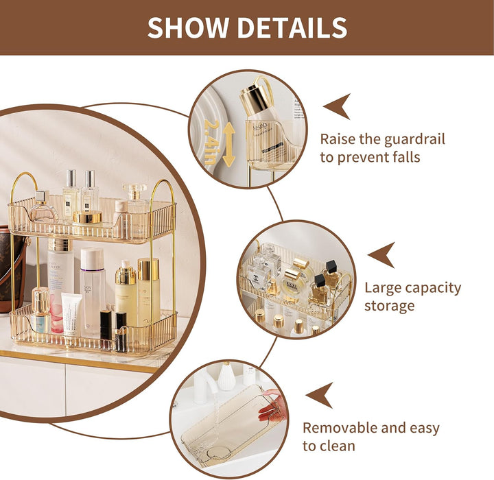Makeup Organizer, Kosmetik Organizer 2 Ebenen, Cosmetics Beauty Organizer, Skincare Organizer, Badez