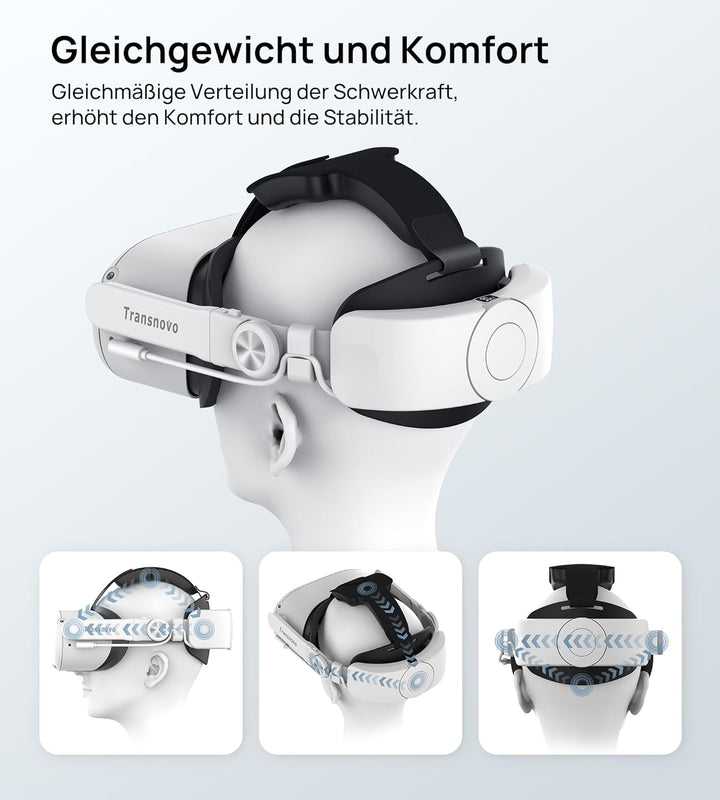 Elite Strap mit 6000mAh Akku kompatibel mit Meta/Oculus Quest 2 Zubehör, Komfort VR Kopfband Ersatz