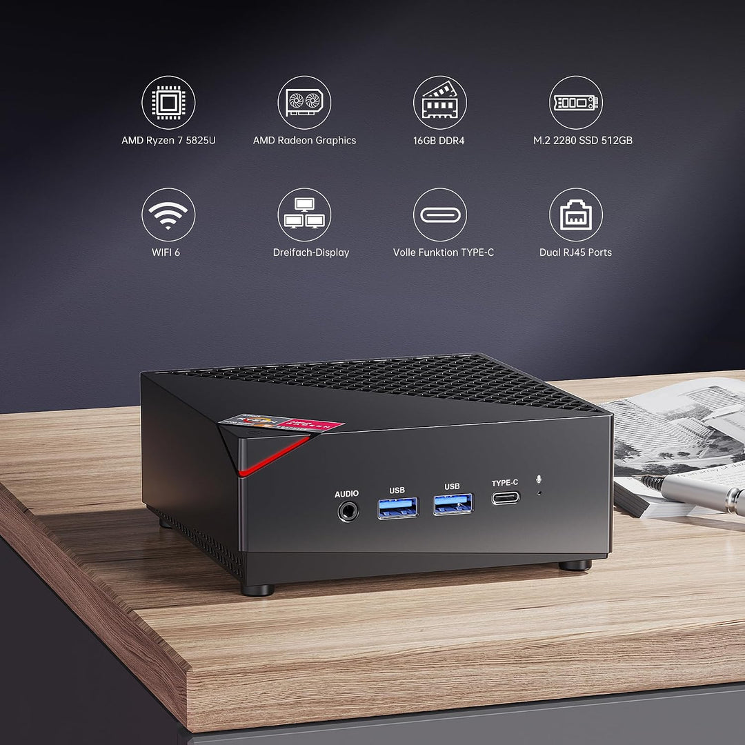 ACEMAGICIAN AM06 Pro Mini PC, AMD Ryzen 7 5700U (8C/16T, bis zu 4.3Ghz),32GB DDR4 512GB M.2 SSD Mini