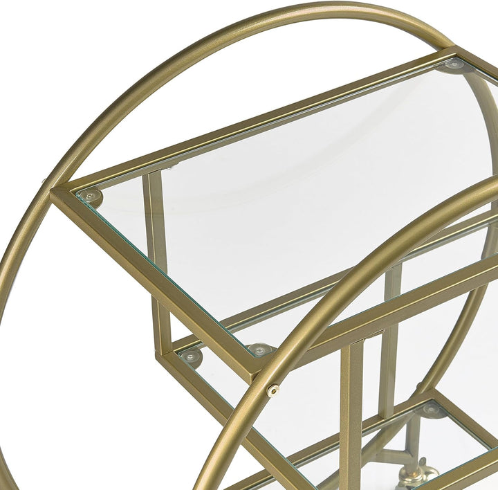Beliani Servierwagen Glasplatte transparent/Gold mit Rollen glamourös Colton