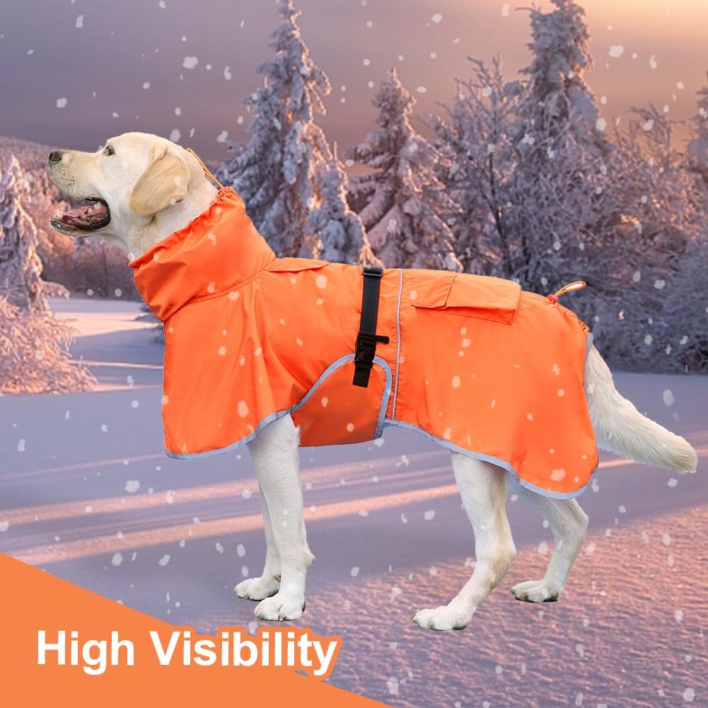 Reflektierender Hunde-Regenmantel, wasserdicht, verstellbar, Hundeponcho mit Kapuze, Regenmantel für