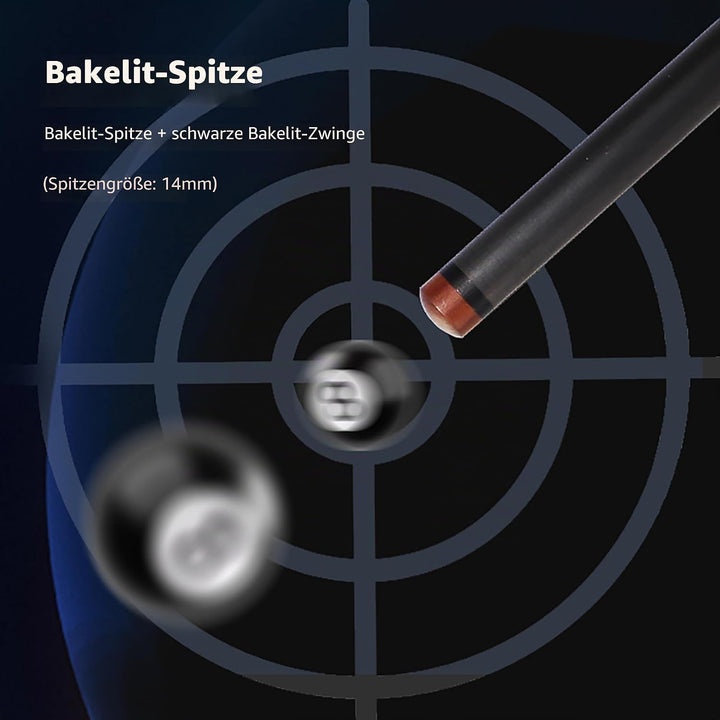 OKHEALING T700 Billardqueue aus Kohlefaser, 14 mm Phenolspitze, schwarze Phenolzwinge, 1/2 Gelenk, h