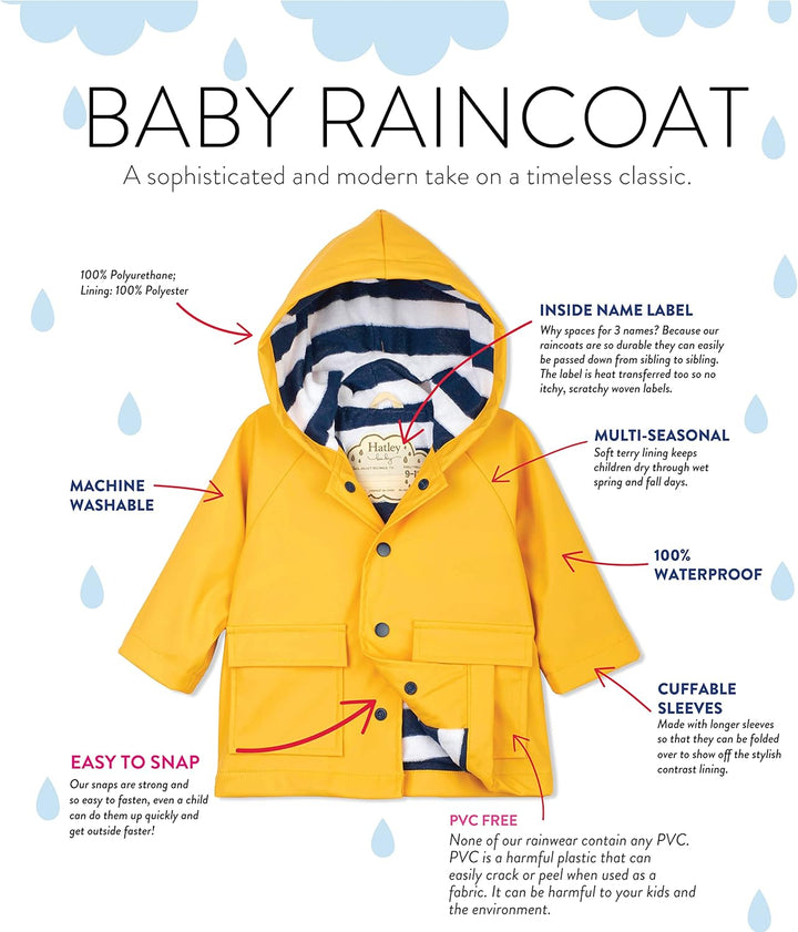Hatley Baby-Jungen Printed Long Sleeve Raincoat Regenmantel 9 Monate Gelb (Yellow 700), 9 Monate Gel