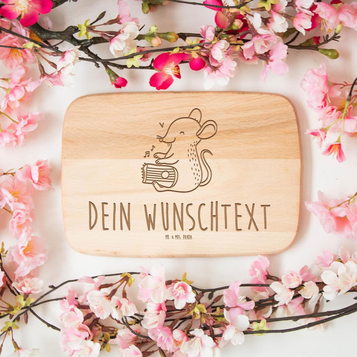 Mr. & Mrs. Panda Holzbrett Mit Gravur Maus Zither - Personalisierte Geschenke, Brotzeitbrett, Mittel