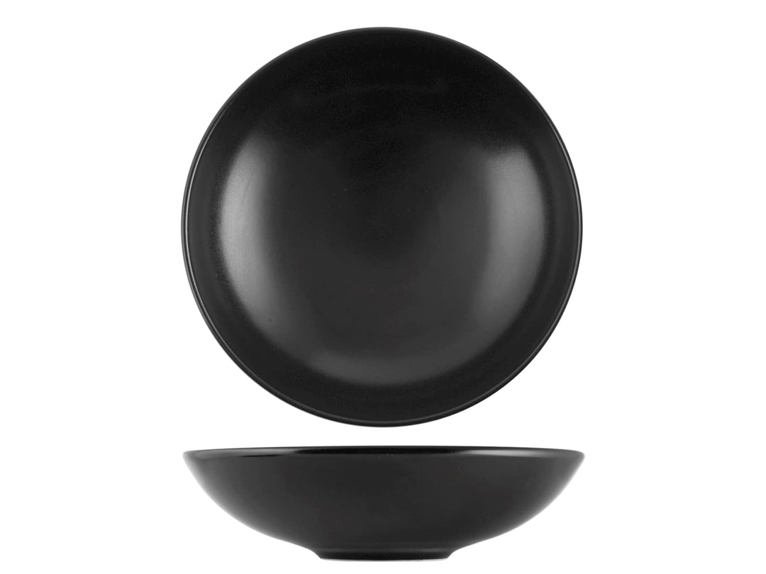 H&h set 6 piatti fondi denver in stoneware nero cm 20
