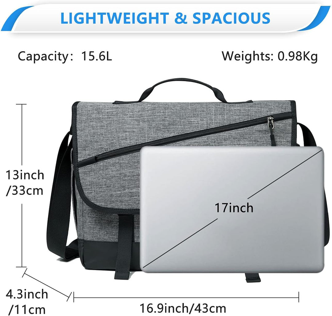 VASCHY Umhängetaschen Herren, Wasserabweisend 17 Zoll Laptop Schultertasche Laptoptaschen mit Gepols