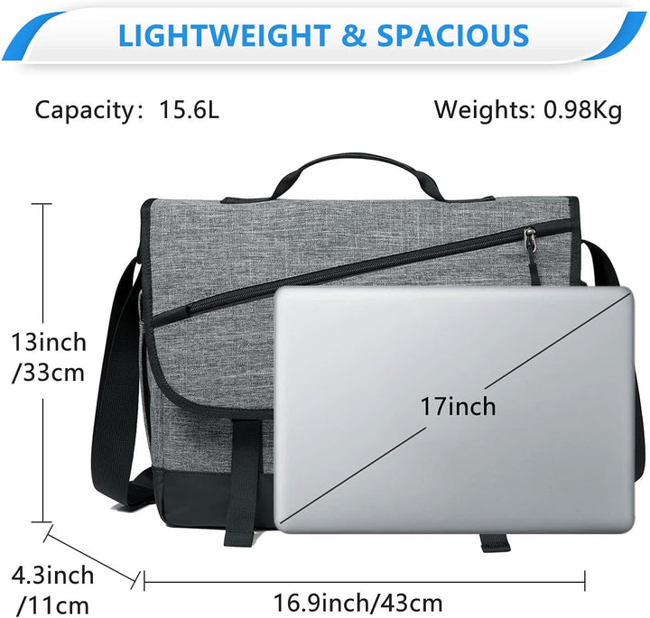 VASCHY Umhängetaschen Herren, Wasserabweisend 17 Zoll Laptop Schultertasche Laptoptaschen mit Gepols