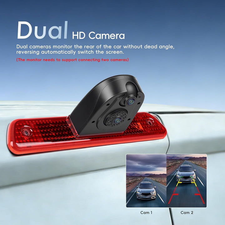 SIXWIN 720P Rückfahrkamera mit Bremsleuchten-Integration – Dual-Kamera-System für Citroën Jumpy | Pe