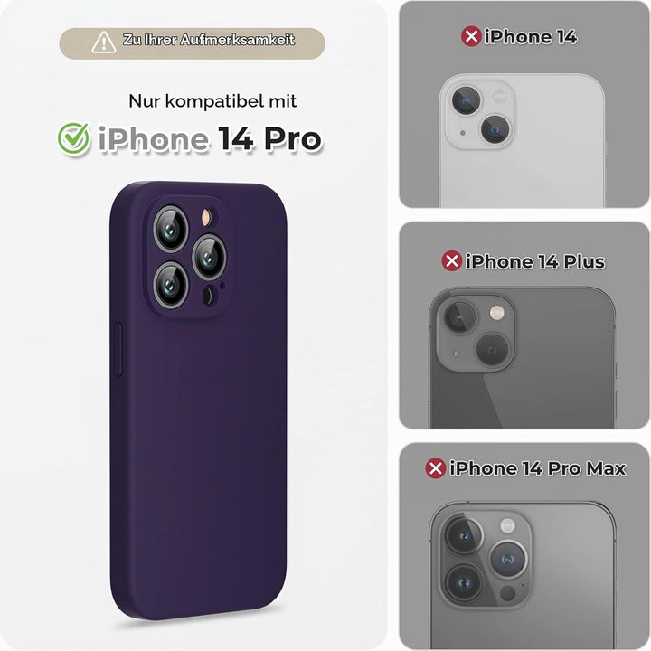GOODVISH 3 in 1 Hülle Kompatibel mit iPhone 14 Pro - mit 2 Stück Schutzfolie | Silikon Handyhülle |