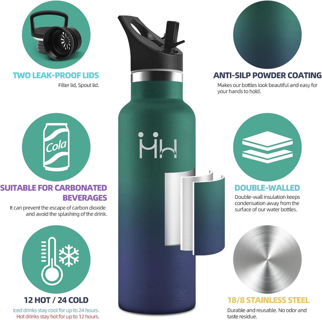 HoneyHolly Trinkflasche Edelstahl, 750 ML BPA-Frei, Thermosflasche, Auslaufsichere Isolierflasche Do