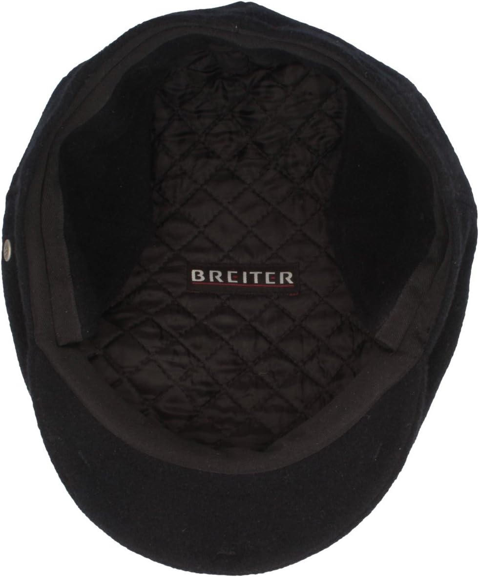Breiter Herren Winter Schiebermütze mit Ohrenklappen Flatcap Schirmmütze 100% Wolle mit ausklappbare