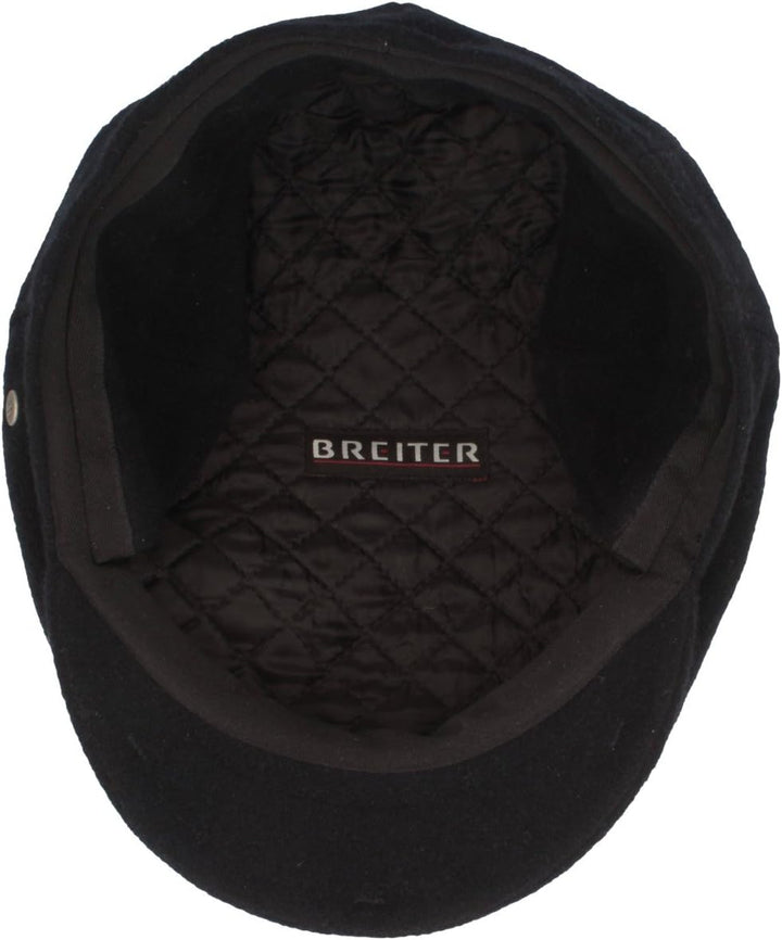 Breiter Herren Winter Schiebermütze mit Ohrenklappen Flatcap Schirmmütze 100% Wolle mit ausklappbare