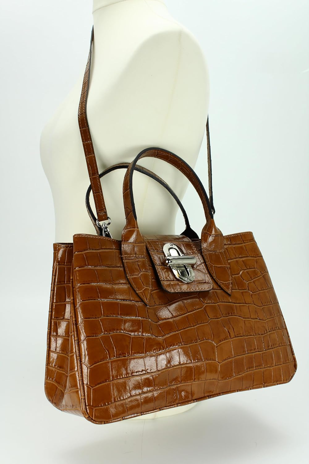 Belli Echt Leder Handtasche italienische Damen Ledertasche Umhängetasche Henkeltasche in Glattleder,