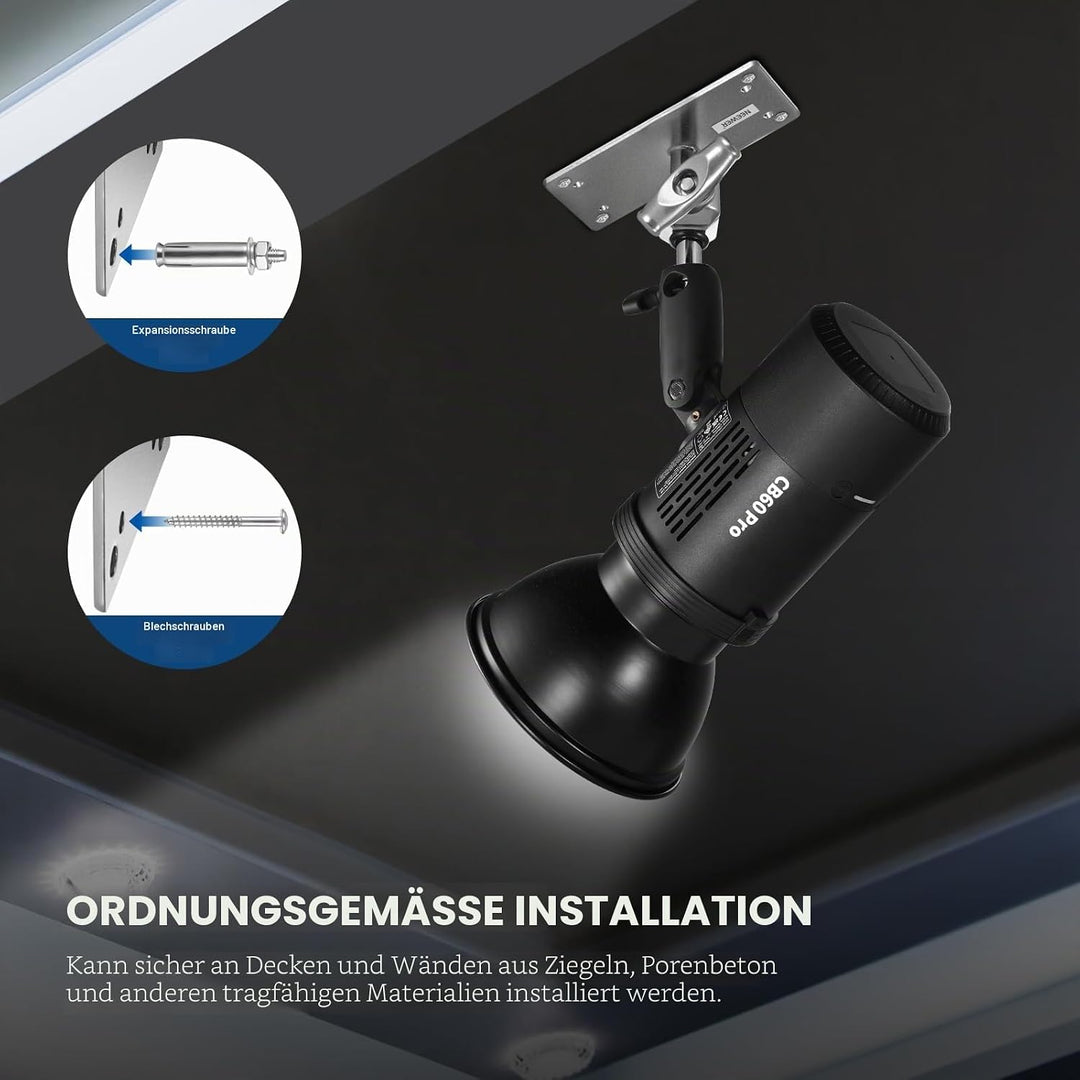 NEEWER 6,5" Wand Deckenhalterung Baby Stecker 5/8" Bolzen, 360° drehbarem Kugelkopf, 10 Schrauben, F