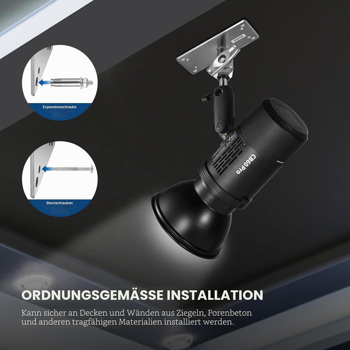 NEEWER 6,5" Wand Deckenhalterung Baby Stecker 5/8" Bolzen, 360° drehbarem Kugelkopf, 10 Schrauben, F