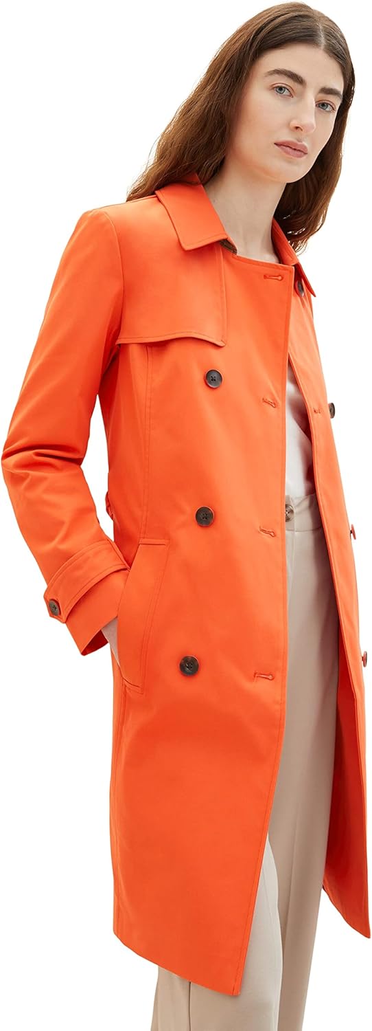 TOM TAILOR Damen Basic Trenchcoat mit Gürtel, 15612 - Fever Red