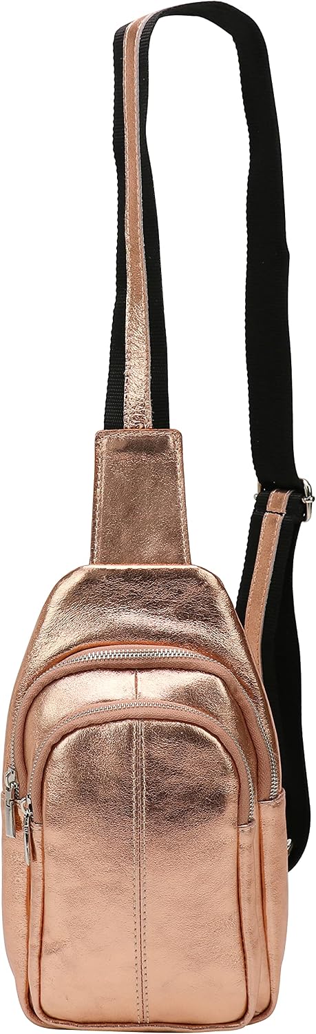 SH Leder echt Leder Damen Unisex Brusttasche für Festival Reise mittelgross Hüfttasche Crossbody Bag