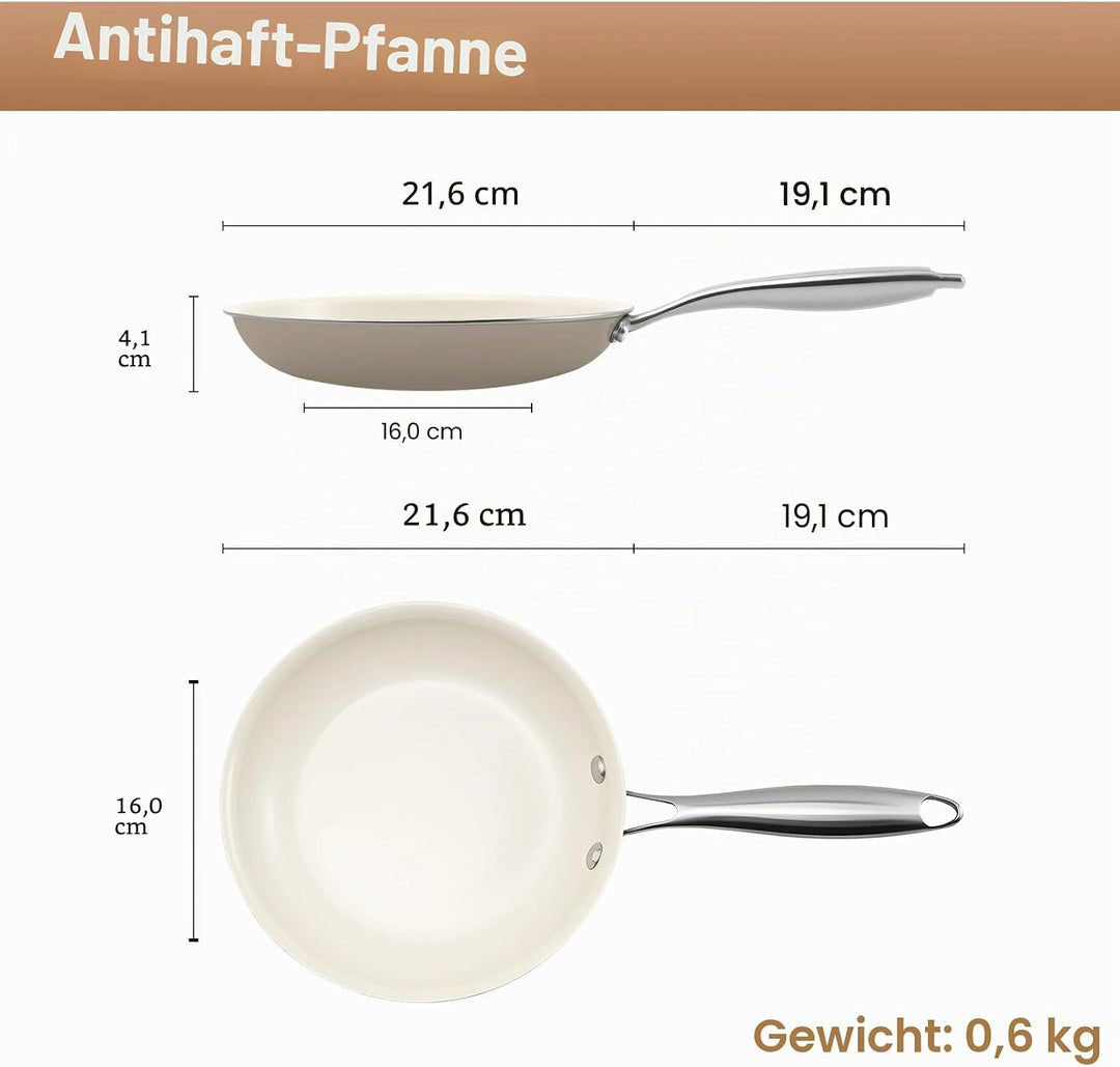 Antihaft Bratpfanne,Keramik-beschichtet für alle Herdarten Omelette,Induktion Kompatibel Pfanne, PFO