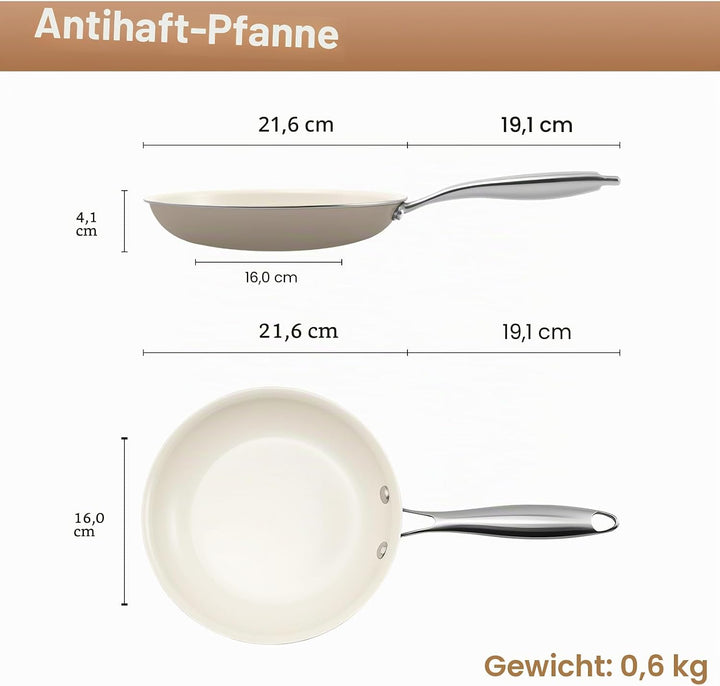 Antihaft Bratpfanne,Keramik-beschichtet für alle Herdarten Omelette,Induktion Kompatibel Pfanne, PFO