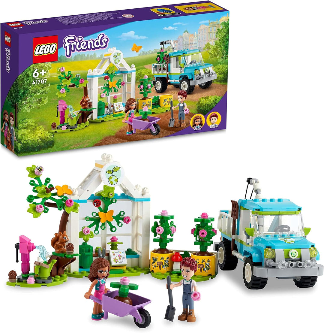 LEGO 41707 Friends Baumpflanzungsfahrzeug, Blumengarten-Spielzeug Mit Spielzeugauto Und Tierfiguren,