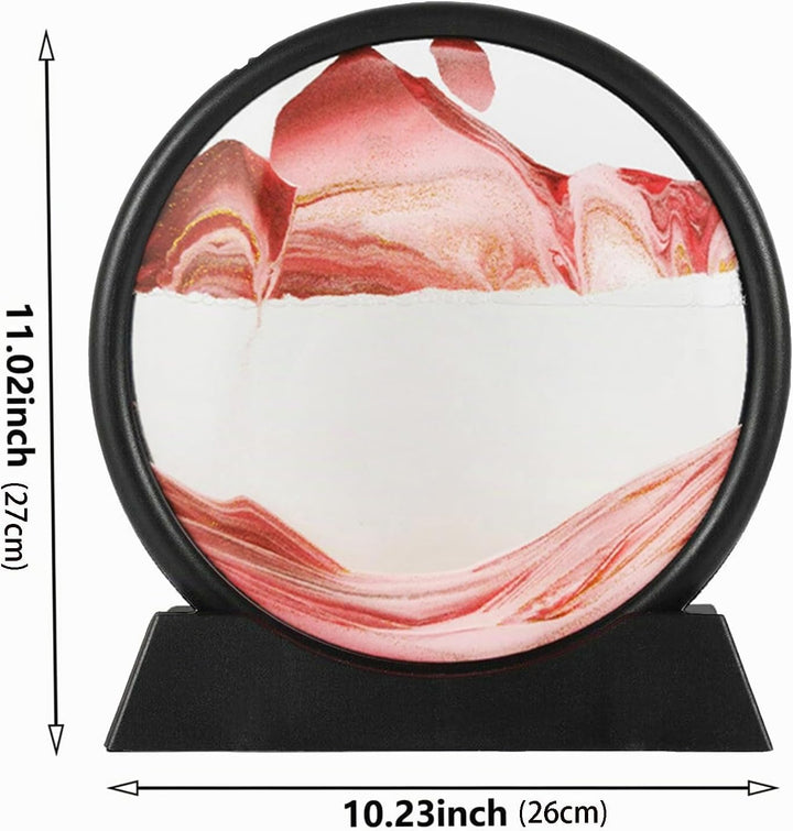 LINPING Fliessendes Sandgemälde, bewegliches Sandkunstbild, rundes Glas, 3D-Tiefsee-Sandlandschaft i