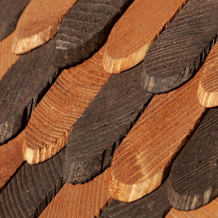 VOSS.garden Grosses Vogelhaus Herbstlaub, Imprägniertes Holz, 50cm Durchmesser Futterplatte, Mit Sit