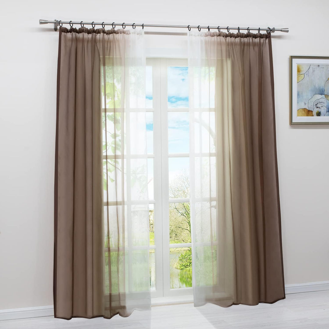 HongYa 2er-Pack Farbverlauf Gardinen Transparenter Voile Vorhänge Schals mit Kräuselband H/B 245/140