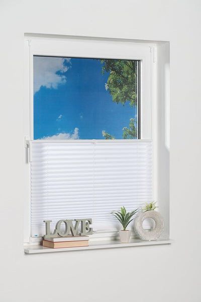 K-home 421614-23 Klemmfix-Plissee Weiss 75 x 130 cm (B x L) Lichtschutz +++ Moderne Crushed Optik ++