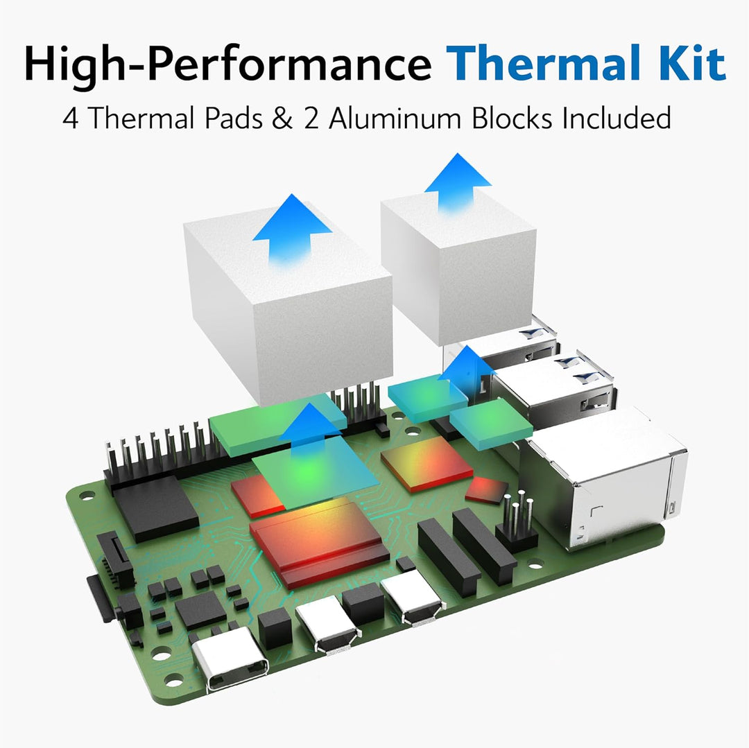 Akasa Pi-5 Pro, Aluminum Raspberry Pi 5 Case with Heatsink, Fanless Passive Cooling, Concealed Micro
