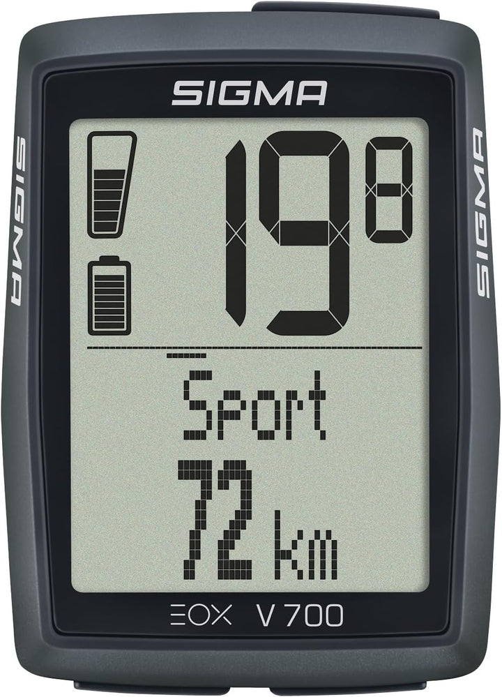 SIGMA EOX View 700 | E-Bike Fahrradcomputer inkl. Over CLAMP Butler | wasserfester Fahrradcomputer f