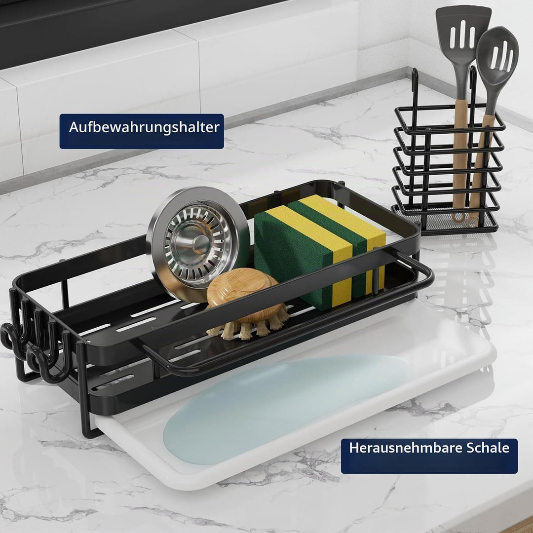 Küche Spülbecken Organizer Wand, Spüle Organizer mit Abflusspfanne/Lappenhalter, Waschbecken Organiz
