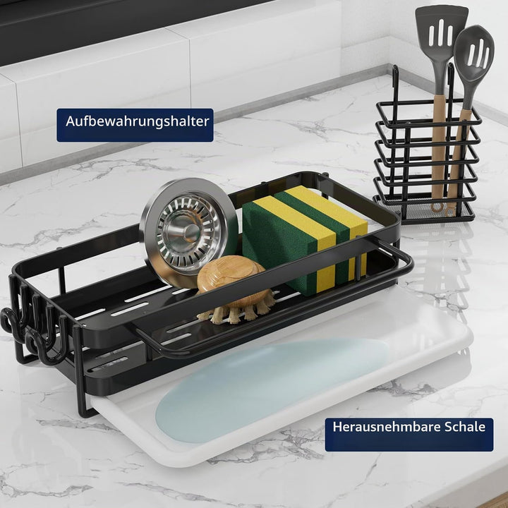 Küche Spülbecken Organizer Wand, Spüle Organizer mit Abflusspfanne/Lappenhalter, Waschbecken Organiz