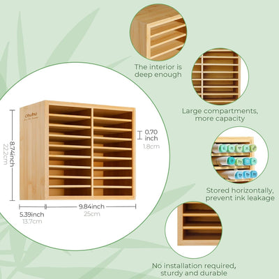 Ohuhu Bambus-Marker-Organizer, Holz Desktop Aufbewahrung für 126 Markerstifte Stifte Bleistifte Kuns