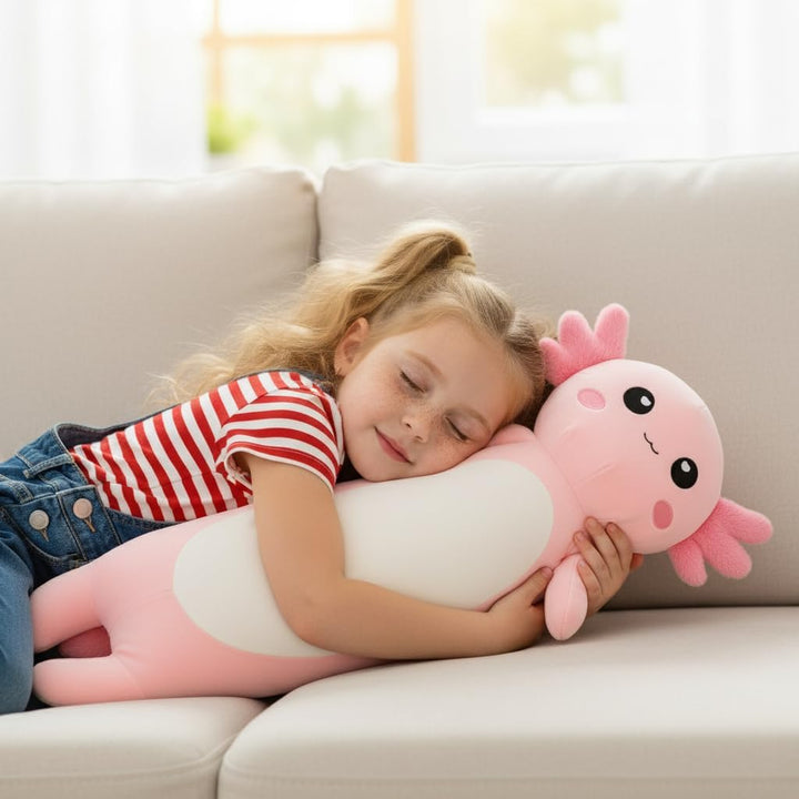 Kekeso Langes Axolotl Plüschtier,Kawaii Axolotl Kuscheltier Stofftier Rosa Axolotl Plüsch-Kissen, fü