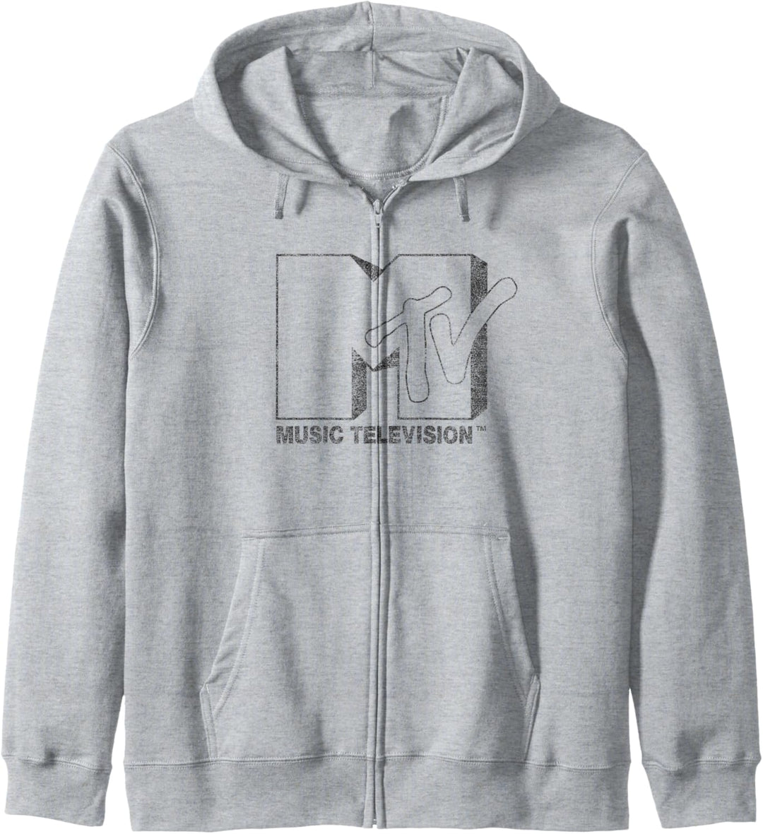 MTV Distressed Vintage Black and White Logo Kapuzenjacke