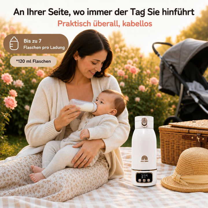 Flaschenwärmer Baby Unterwegs Tragbar Kabellos 500ml, Muttermilch & Wasser, Reise Auto Nacht, Siliko
