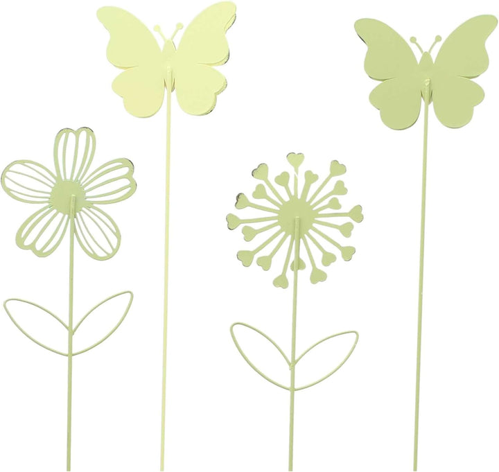 FRANK FLECHTWAREN Stecker Blume & Schmetterling, 4er Set, Metall Masse: Höhe 40 cm
