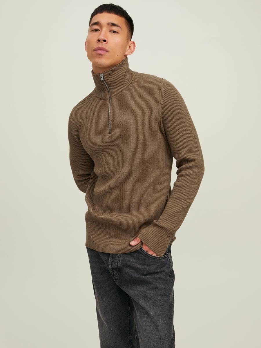 Jack & Jones Men's Jprperfect Knit Half Zip Sn Sweater S Otter, S Otter