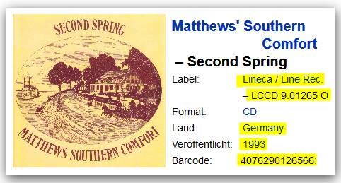 Matthews Southern Comfort - Second Spring, Audio-CD