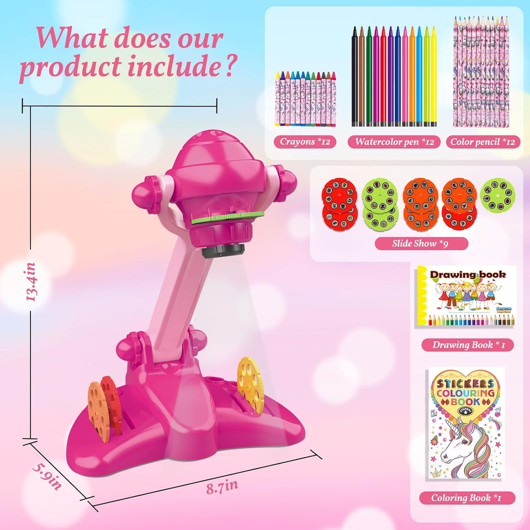 Rose Mädchen Geschenke Zeichenprojektor für Kinder mit 72 Motiven Mädchen Spielzeug Kinder Projektor